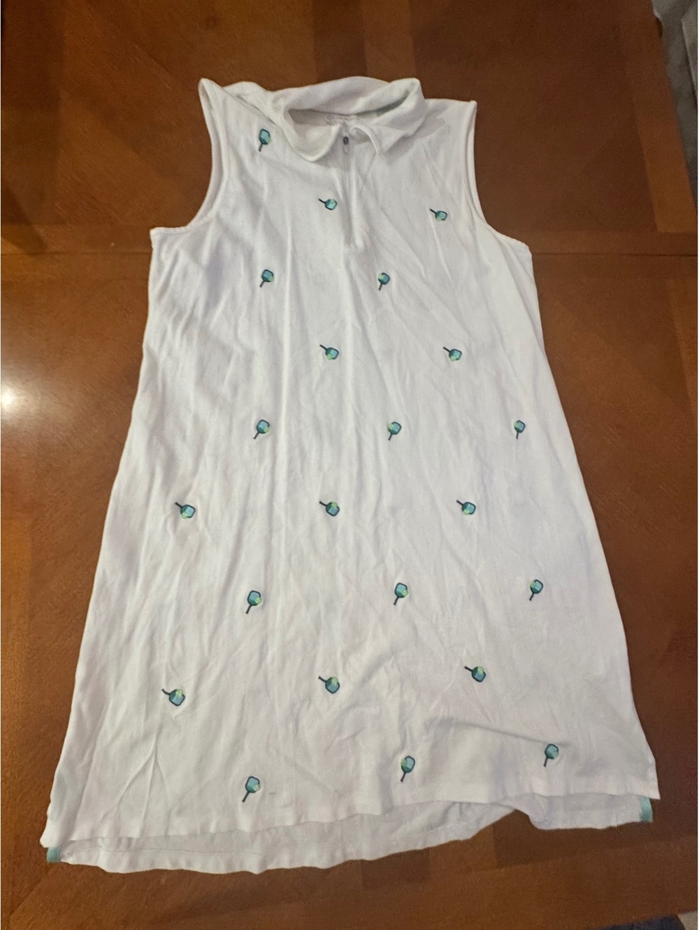T by Talbots Sleeveless Polo Dress with Pickleball Embroidered Details XL 2618